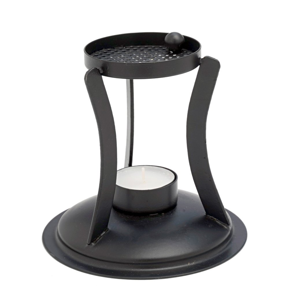 NKlaus Incense Burner Economical Incense Stand Black with Strainer Brass Deco 7546
