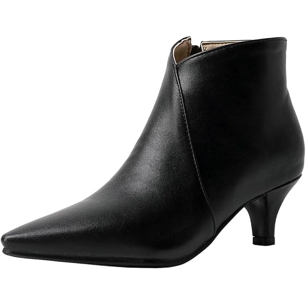 Amazon.com | MERUMOTE Women's Black Leather Ankle Boots Low Heels