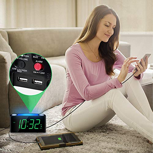 Extra Loud Alarm Clock for Heavy Sleepers, Digital Vibrating Alarm Clock Bed Shaker for Deaf