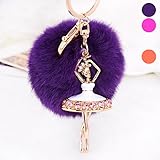 DZT1968® Fur Ball Keychain With Ballet Girl For Handbag Key Ring Car Key