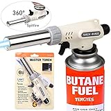Kitchen Butane Blow Torch Lighter - Culinary Torch Chef Cooking Torches Professional Adjustable Flame with Reverse Use for Creme, Brulee, BBQ, Baking, Jewelry by TENGYES, Butane Not Included