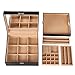 SONGMICS 2-Layer Jewelry Box Organizer, with Built-in Mirror, Removable Trays, Buckle Closure, for Earrings, Necklaces, Rings, Gift for Girls Women, Black UJDS305BK