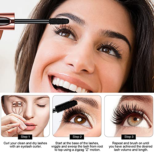 2 Pack Mascara Black Volume and Length, Natural Waterproof SmudgeProof