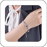 Andelaisi Boho Sapphire Crystal Bracelet Blue Sapphire Rhinestone Bracelet Vintage Cz Crystal Hand Chain Bracelet Bling Cz Sapphire Bracelet Jewelry for Women
