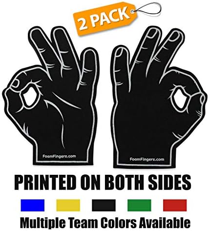 Foam Hand Fingers For Sports - Fans Tailgating Parties - Frat Parties Basketball Football Baseball College Hockey Cheering - 3 Point Goggle Okay Sign Circle Game Ballgazer Ballbuster