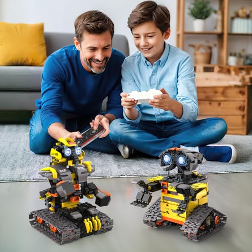 Technic Robot Building Sets, 688PCS 5-IN-1 RC Robot and Car, Remote and App Controlled Building Kit, Rechargeable RC Building Block, Engineering Kits Toys Gifts for Teen Boys Age 8-12 13 14 15+