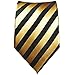 Paul Malone Necktie, Pocket Square and Cufflinks 100% Silk Gold Black Stripes