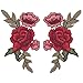 Comfun 12 Pack Sew On Red Rose Flower Patch Badge Embroidered Floral Applique Decorative Patches
