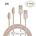 Sethjcsy 2 Pack 3FT iPhone 8Pin Lightning Cable Charging Cord Nylon Braided Apple USB Cable Usb2.0 Data Sync Cable for iPhone 5/5s/5c 6s 6s Plus iPad Mini Air iPad5 iPod (Golden)