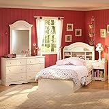 South Shore Summer Breeze Kids Bookcase Bed 4-Piece Bedroom Set, Twin, White Wash