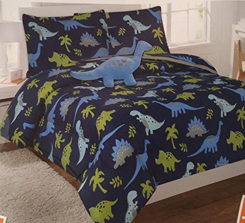 Durable Modeling 6 Piece Twin Sized Blue Dinosaur Comforter And