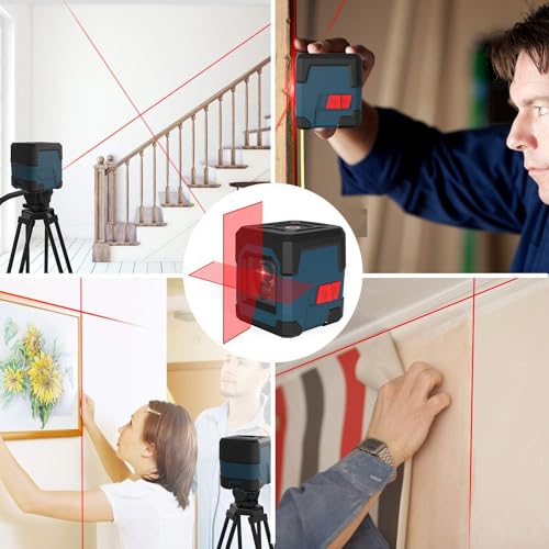 Cross Line Laser, RockSeed Cross Line Laser with Measuring Range 15 m, Switchable Self Levelling Vertical and Horizontal Line, 360 Degree Rotation with Flexible Magnetic Base, Battery Included, IP 54.