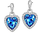 Neoglory Blue Heart Crystal Drop Earrings Rhinestone Platinum Plated Fashion Gifts
