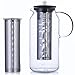 Large Glass Teapot with Infuser & Cold Brew Iced Coffee Maker -50oz/1.5L - Glass Pitcher with Removable Stainless Steel Filter - Stovetop & Freezer Safe - Coffee & Tea Brew Recipe Includ
