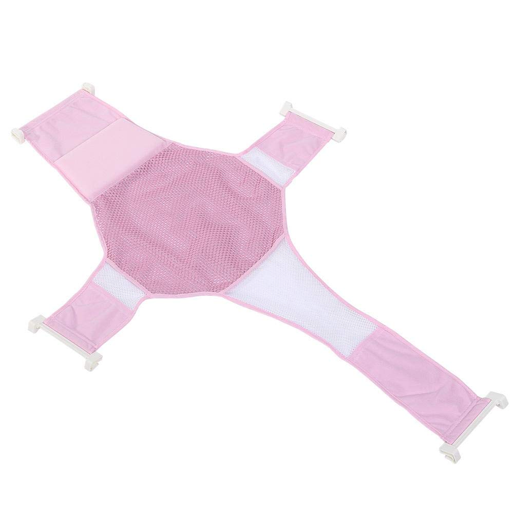 Infant Bathtub Net, Newborn Bath Support Seat Bathtub Sling Shower Mesh Adjustable Baby Cotton Shower Bed for Tub(Pink)