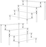 AZEAM Acrylic Riser 4 Tier Display Stand Clear Shelves 30x28x20cm (2 Pack)