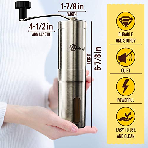 Wakeup! Hand-Kaffeebohnenmühle mit einstellbarer Grobheit für Zuhause, Reisen und Camping - Edelstahl konische… – Bild 4