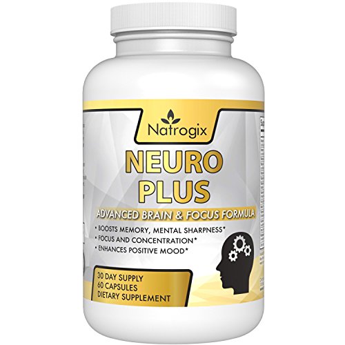 Natrogix Neuro Plus (60 Capsules) Nootropic Brain Formula - Includes DMAE & Gaba for Enhanced Focus & Concentration - Aids Memory Retention & Positive Mood.