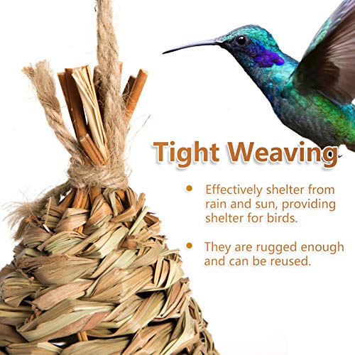 AQUEENLY Hummingbird House Set of 3 Hand Woven Hummingbird Houses Nest Small Hanging Audubon Birdhouse