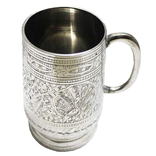 PARIJAT HANDICRAFT Unique Tankard Look - Handmade 100% Pure Brass Beer Stein -18 oz - Ice Cold Beer, Moscow Mules Mugs, - Thumbnail 4