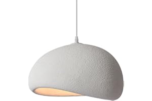 JAYMP 30cm Wabi Sabi Pendant Light for Dining Room Kitchen Island Hallway Restaurant Modern Hanging Lamp E26 Base Japanese Style Bird Nest Shape Lighting Fixture (Matte White,B Shape, Small Size)