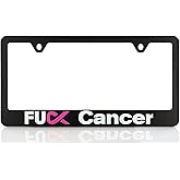 Baron-Jewelry Warrior Fuck Cancer Awareness License Plate Frame, Durable Black Powder Coated Plastic Frame. UV Printed with Pink Ribbon for Breast Cancer Awareness.