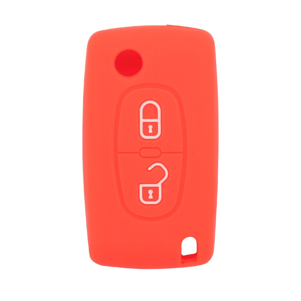 BROVACS Silicone Cover Protector Case Holder Skin Jacket Compatible with PEUGEOT CITROEN 2 Button Flip Remote Key Fob CV4302 Orange โ image 1