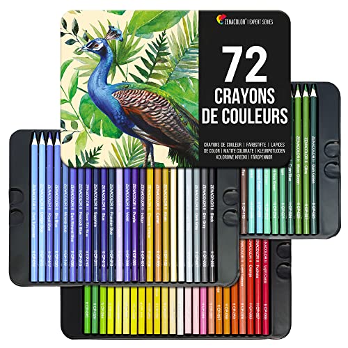 Zenacolor 72 Colored Pencils Set Numbered Coloring Pencils in Metal