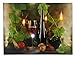 BANBERRY DESIGNS Wine Decor - Canvas Wall Art with LED Lights - Wine Print with Flickering Lighted Candles with Wine Glasses and Wine Bottle Picture - 12x16 Inch