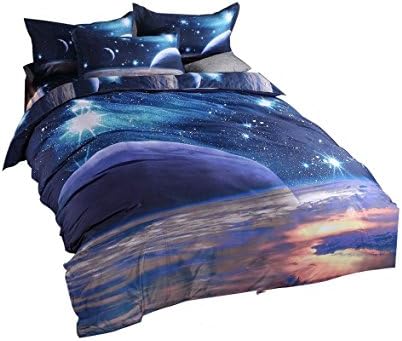 UNIKEA 3d Mysterious Boundless Galaxy Sky Starry Night Bedding Sets Twin/Full Quilt Cover Set
