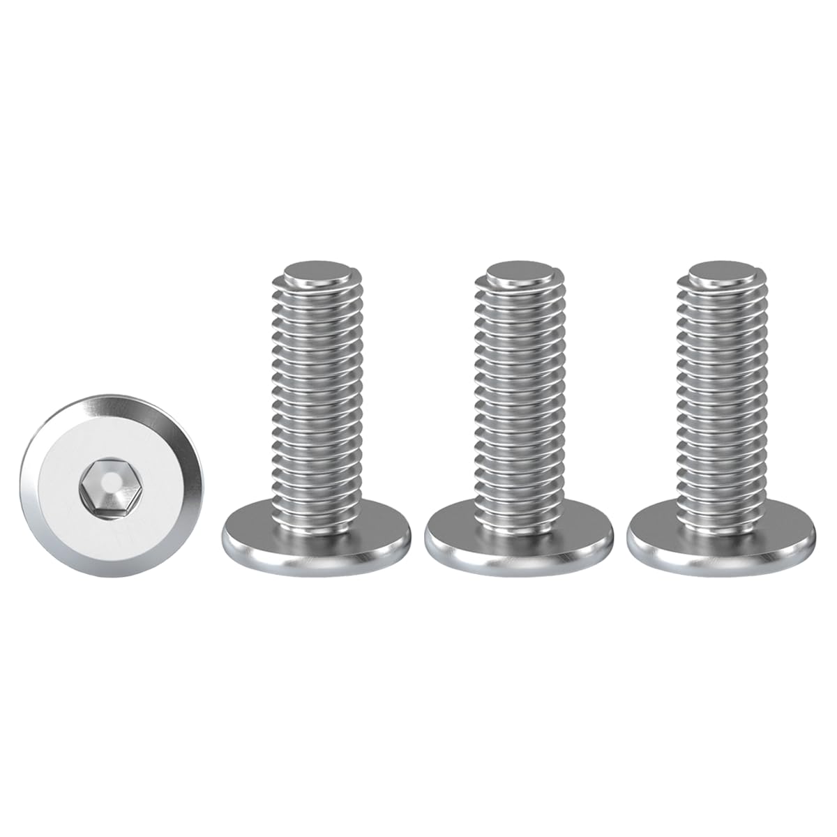 Drenky Hexagon Furniture Bolts, M4 X 16mm Flat Hex Bolt 20 Pack Hex Socket Flanged Button Head Screws Bolts Fully Thread Joint Connector Bolts, Hardware Screw