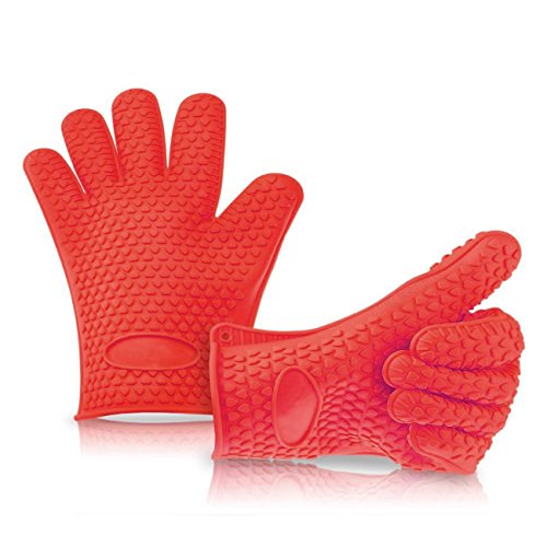 Topicker One Pair Silicone BBQ Gloves - Perfect for Use As Heat Resistant Cooking Gloves, Grill Gloves, or Potholder - Directly Manage Hot Food in the Kitchen