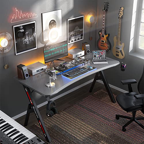 Ecoprsio Gaming Desk, 47 Inch Gaming Computer Desk with Carbon Fiber
