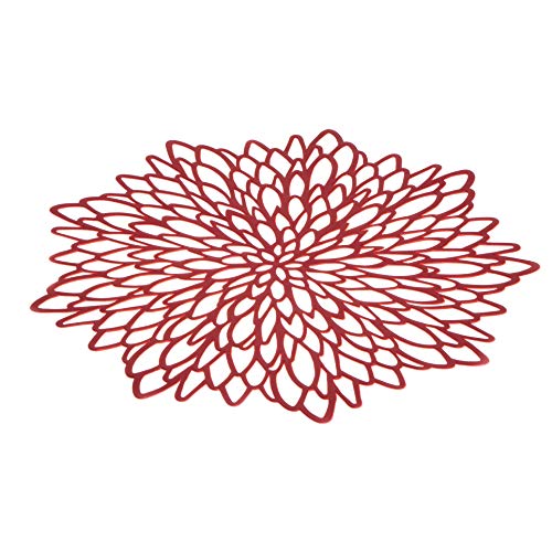 6 Pack Red Metallic Round Placemats Laminated Vinyl Leaf Dining Table Decorative By Snowkingdom