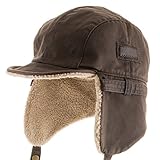 Ultrafino Best Pilot Trooper Aviator Cap Faux Leather Hat Ushanka Trapper Brown 7 5/8