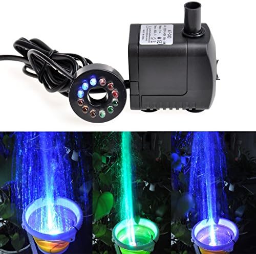 110-120V 15W 800L/H RGB LED Water Filter Submersible Pump for Aquarium Fish Pond Fountain with US Plug