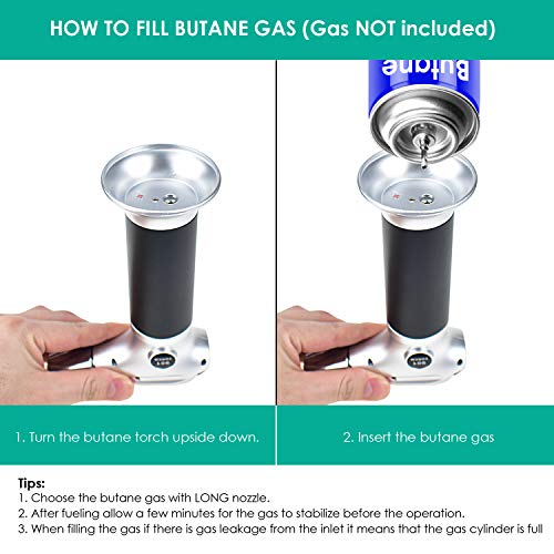 Alcoon Blow Torch Lighter Kitchen Cooking Culinary Torch Refillable Butane Torch with Safety Lock and Adjustable Flame Fit for BBQ Camping Creme Brulee Baking (Butane Gas NOT Included)