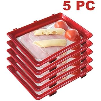 Creative Food Preservation Tray, Food Storage Containers, Nifty Tray, Kitchen Gadgets, BPA Free, Reusable & Stackable, Great for Party, Barbecue, Picnic (5 Packs)