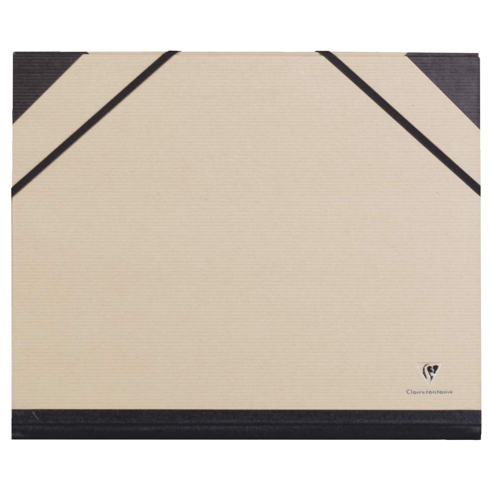 Clairefontaine - Ref 44000C - Kraft Art Folder - A4 Size, Elastic Straps Closure, White Paper Lining, Acid Free - Suitable for Transporting Artwork - Brown