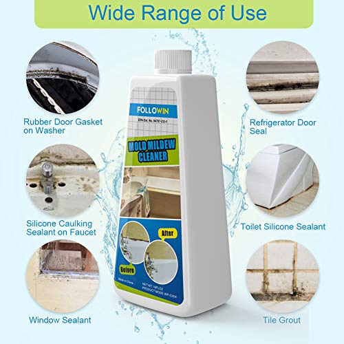 FOLLOWIN Mold & Mildew Remover Gel Miracle Household Cleaner Caulk Wall Bathroom Shower Mold Stain Cleaner Fast Acting & Odor Free -16 oz
