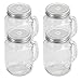 Tosnail 15 Oz. Mason Jar Mugs with Handle, Tin Lid and Plastic Straws - Old Fashion Drinking Glasses - Pack of 4