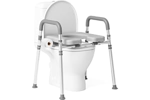 Loyoda Toilet Seat Risers for Seniors, Raised Toilet Seat with Padded Handles & Seat, 400 LBS Raised Toilet Seat with Adjustable Height & Width for Pregnant, Disabled, Handicapped,(Gray)