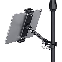 CreaDream Tablet Holder for Microphone Stand, Aluminum Mic Music Stand Holder Mount for Phone and iPad, Tablet Holder Compati