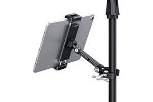 CreaDream Tablet Holder for Microphone Stand, Aluminum Mic Music Stand Holder Mount for Phone and iPad, Tablet Holder Compati