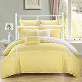 Chic Home Woodford 7-Piece Embroidered Comforter Set, Queen, Yellow