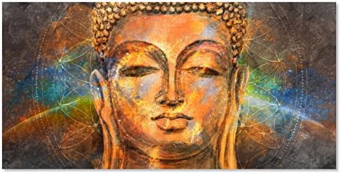 Modern Abstract Buddha Head Portrait Print on Canvas Religion Wall Art Painting Picture for Living Room Decor Stretched and Ready to Hang 1 Piece (Framed 20x40inch)