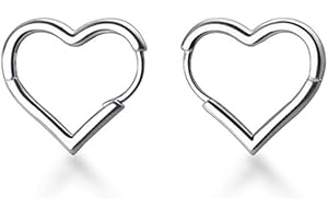 SLUYNZ Solid 925 Sterling Silver 1.6CM Heart Hoop Earrings for Women Teens Minimalist Hoop Earrings Sweet Love Heart Earrings