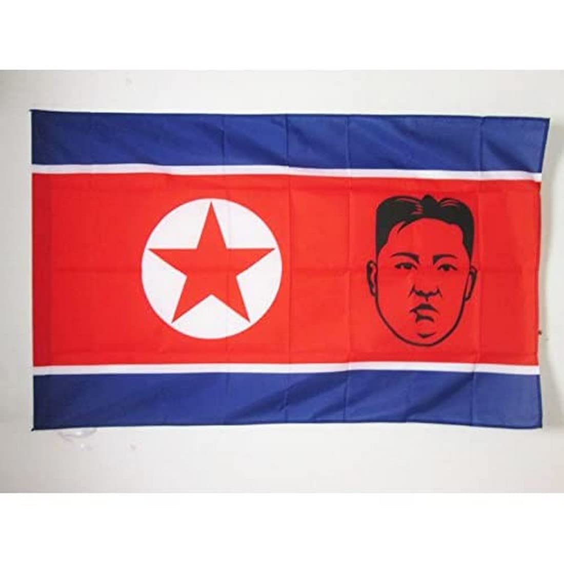 AZ FLAG - North Korea with Kim Jong-un Flag - 2x3 Ft - Korean Banner with Sleeve - 100% Polyester - Fade Resistant - Vivid Colors - 2' x 3' Feet - 90x60 Cm