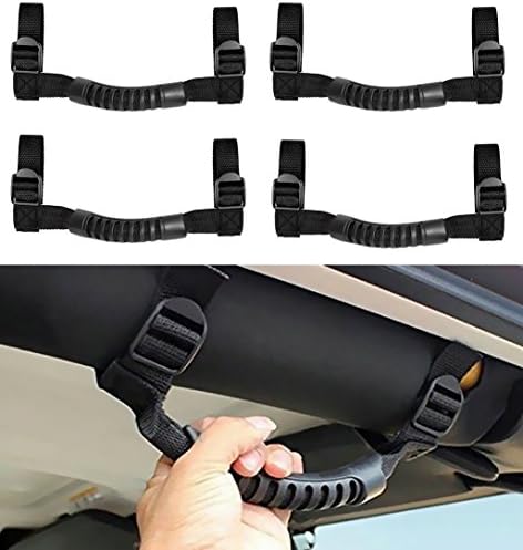 Advgears 4 Pack Grab Handles Roll Bar Grib Handles Set Accessory For Jeep Wrangler CJ YJ TJ LJ JK JL 1995-2018 (Black)