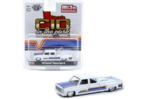 Diecast Model Car Compatible with M2 Machines 1:64 1975 Chevy Cheyenne Super 30 Dually White C10s in The Park Limited Edition